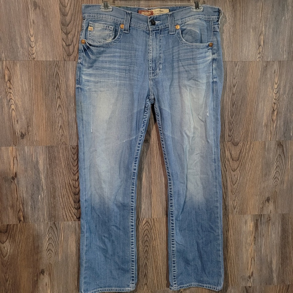 BIG STAR Pioneer Boot Cut Jeans Sz 36 x 31 Light Wash Denim Thick Stitch Pocket